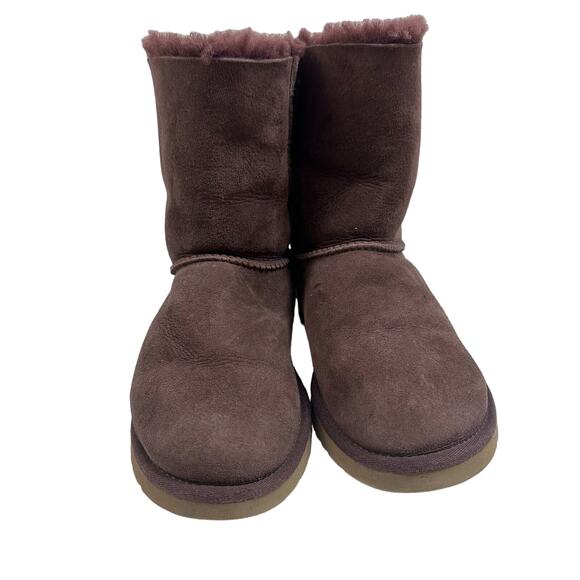 Ugg Bailey Bow Purple Mid Boots Sheepskin Suede Shearling Size 7 - Picture 3 of 14